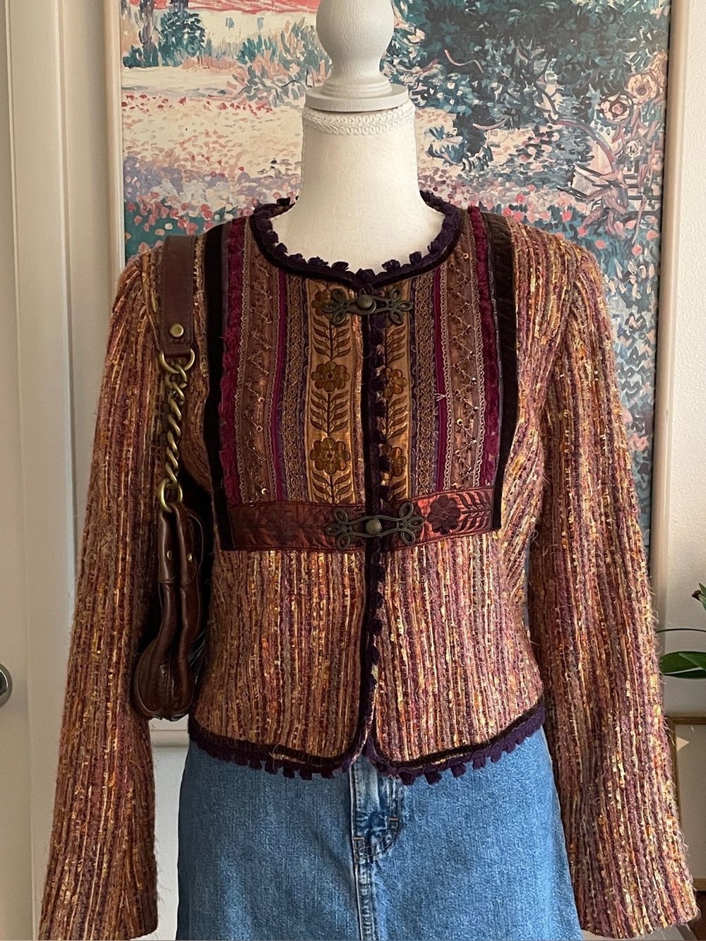 Cynthia Steffe Tweed Jacket Women Small Multicolor Wool Whimsigoth Dark Feminine